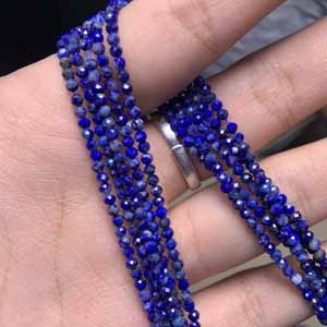 Navy blue lapis lazuli diamond cut (2-3-3+mm) semi-finished long chain 39cm