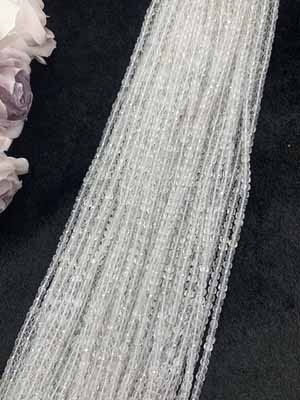 White Crystal Square Sugar Beads 4×4mm, Long Chain 38cm