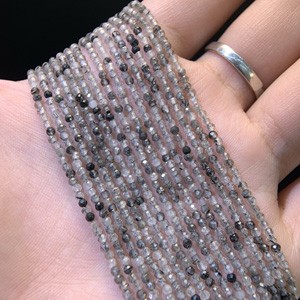 Black hair crystal diamond cut (2-3-5mm) long chain semi-finished. 39cm