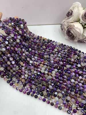 Purple Stripe Agate Lulutong Beads 8mm, 38cm Long Chain