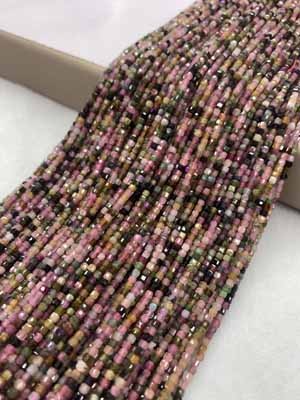 Tourmaline sugar cube 2x2mm, long chain 38cm