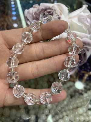 White Crystal Diamond-Cut Bracelet 10mm