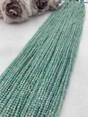 Amazonite Mini Faceted Beads 2mm, Long Chain 38cm