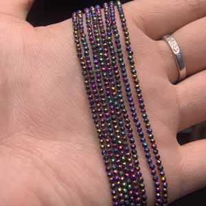 Diamond-Cut Color-Plated Black Spinel (2mm), Semi-Finished 39cm Long Chain