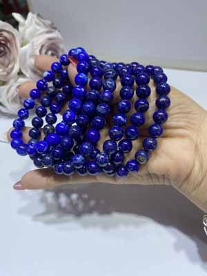Lapis Lazuli Smooth Beads Bracelet 6–10mm