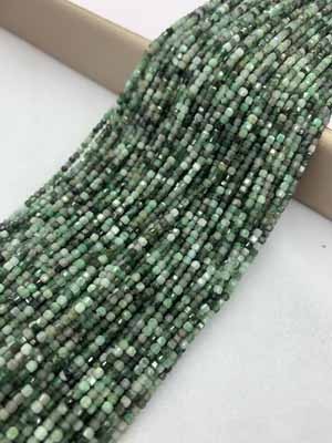 Emerald Cube Beads 2×2mm, 38cm Long Chain