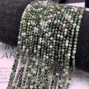 Emerald Faceted Corner Beads (2mm), Semi-Finished 39cm Long Chain