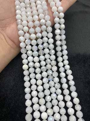 Faceted Moonstone (128 cuts, 8mm) Semi-Finished Long Chain, 38cm