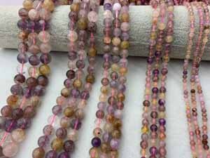 Super Seven glossy beads 4mm, 6mm, 8mm, 10mm, 12mm, semi-finished long chain 38cm.