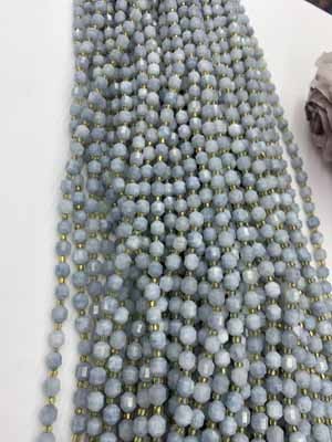 Aquamarine lulutong 6mm, 38cm long chain.