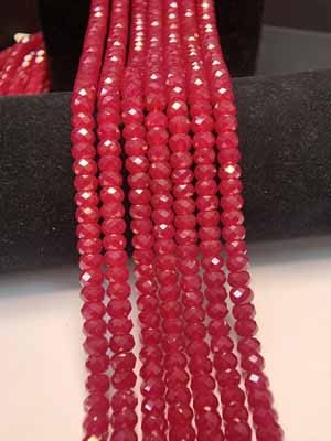 Faceted Ruby Corundum Abacus Beads (4×6mm) Semi-Finished Long Strand 39cm