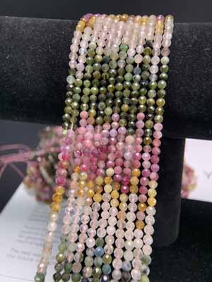 Tourmaline diamond-cut gradient long chain (3mm+) semi-finished. 39cm