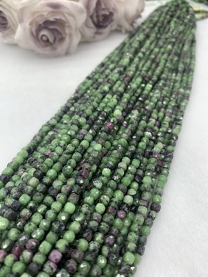 Red & Green Gemstone Cube Long Chain 38cm