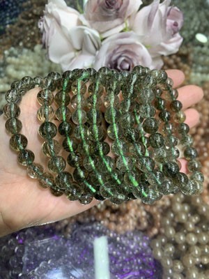 Green Rutilated Quartz 6mm–10mm Bracelet