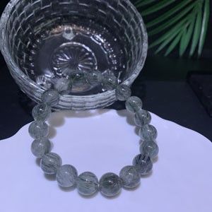 Green Rutilated Quartz Bracelet (10+mm), Smooth Hair Crystal