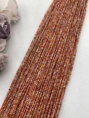 South Red Agate Small Faceted Beads 2mm, 38cm long strand